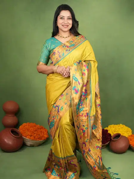 Kp 005 Soft Silk Paithani Silk Zari Worked Saree Collection